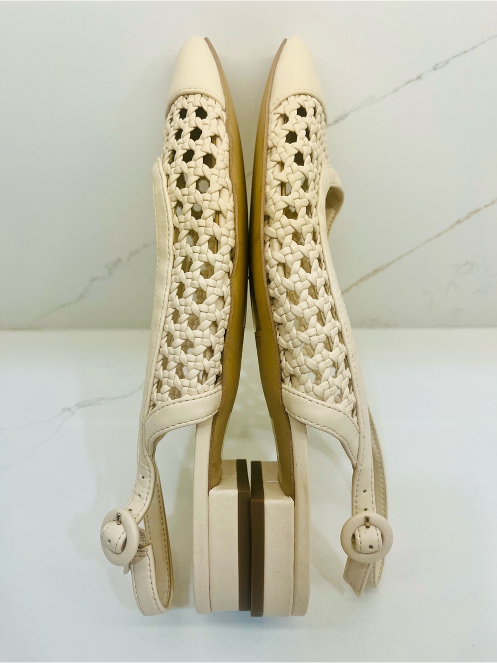 J.Crew Cream Woven Slingback Flats Size 8.5 Coastal Chic Pointed Toe Shoes - Picture 8 of 10